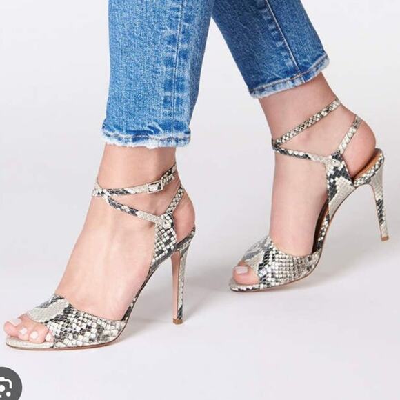 Veronica Beard Suma Snake Sandal Ankle Wrap Heel Size 40/9 - Picture 2 of 10